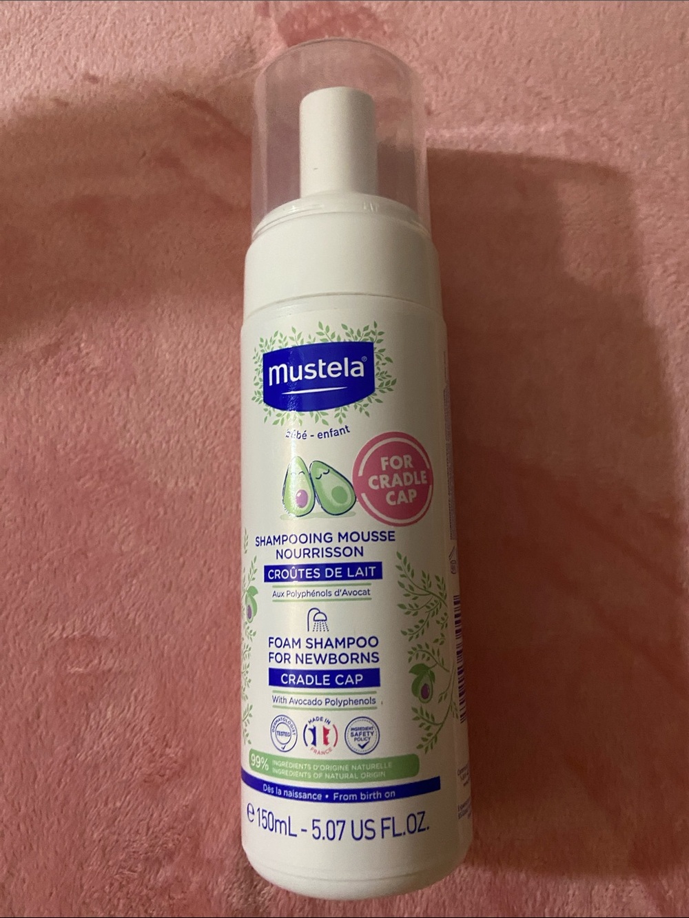 Mustela Foam Shampoo for Newborns - White Bottle with Green Accents